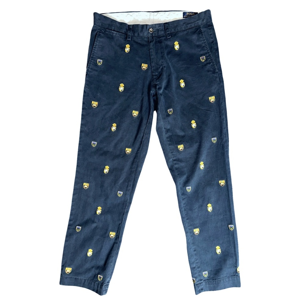 Polo Ralph Lauren Navy Blue Crest Embroidered Slim Fit Chino Pants